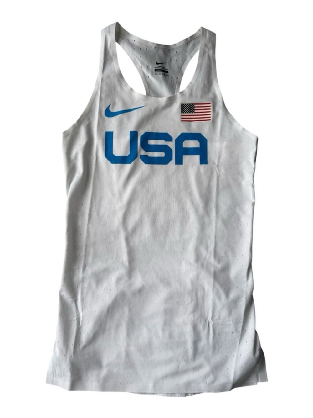 Nike Pro Elite Team USA Track & Field Running White Blue Singlet Size XS-Tall